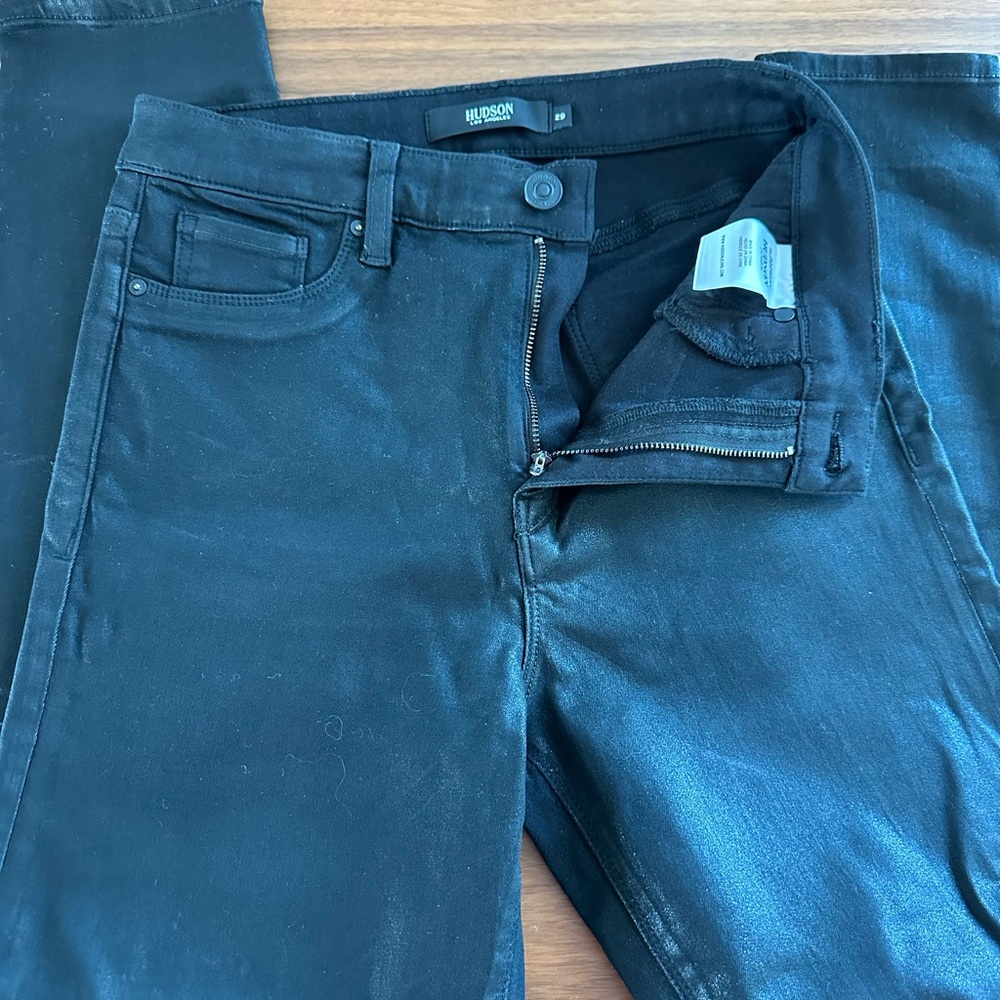 Excellent condition Hudson Barbara coated “shiny” jeans size 29